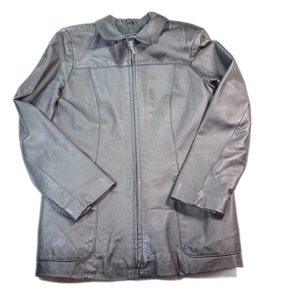 Junction West Vintage Black 100% Genuine Leather Full Zip Jacket Small